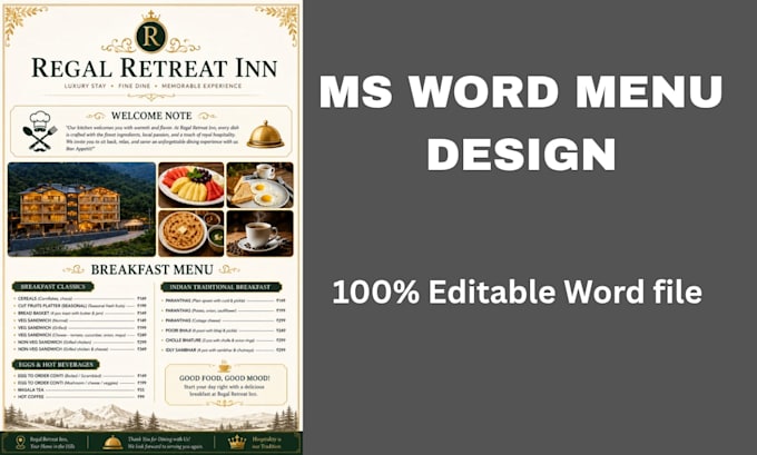 design professional ms word restaurant menus