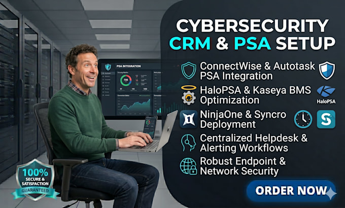cybersecurity crm connectwise halopsa autotask psa ninjaone syncro kaseya bms