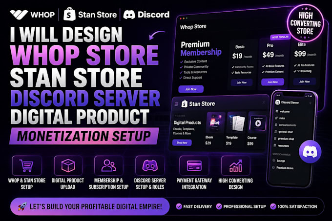 design whop store stan store discord server setup digital product monetization
