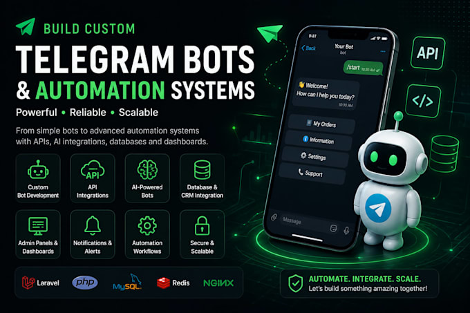 develop custom telegram bots and automation tools