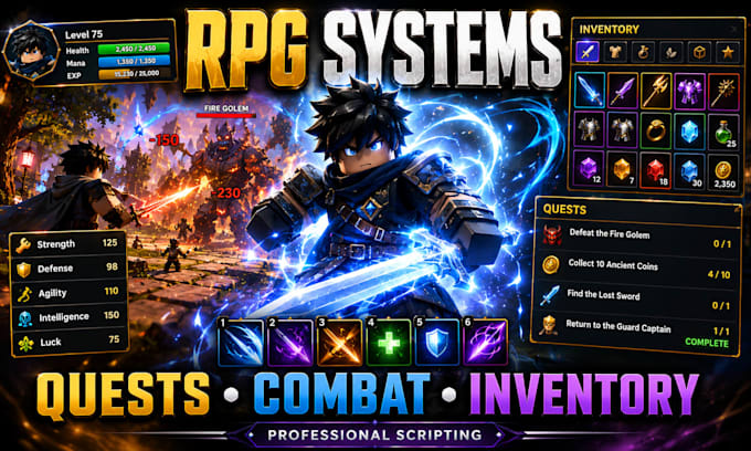 create roblox rpg systems like quests, combat, inventory and leveling