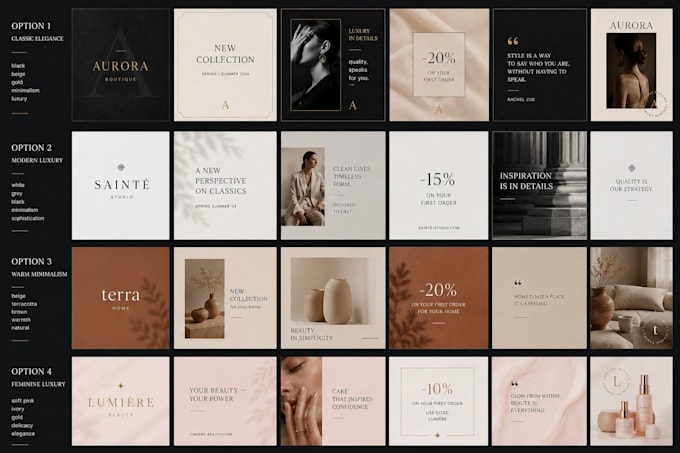 design luxury instagram posts and branding templates