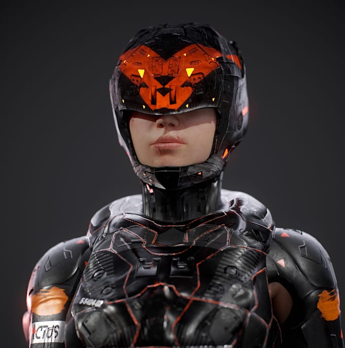 3d robot cyborg model mecha sci fi cyberpunk robot humanoid character 3d model