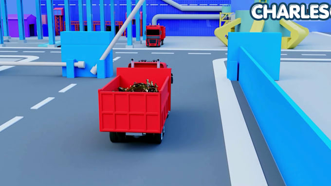 create 3d industrial factory, assembly line and manufacturing process animation