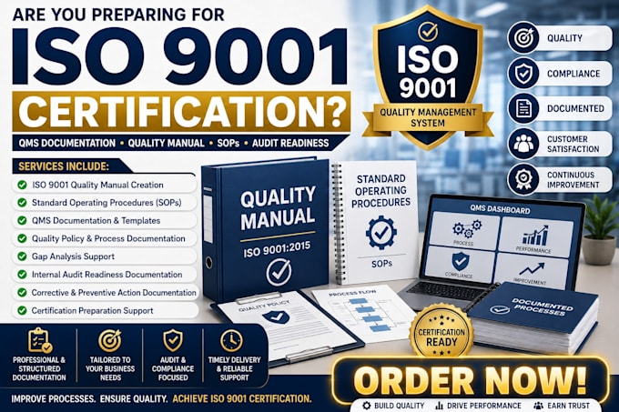 create iso 9001 quality manual sop procedures for qms certification