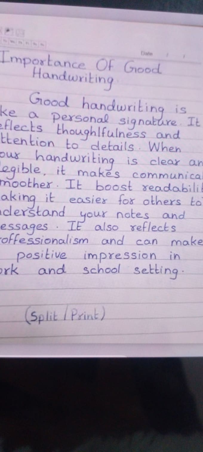 neat handwritten assignments in english