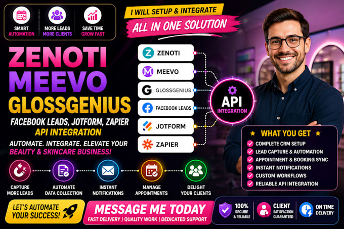 setup zenoti meevo glossgenius facebook leads jotform zapier api integration