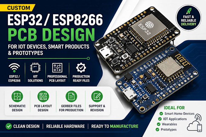 custom esp32 esp8266 pcb design for iot devices smart