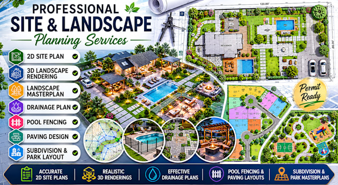 2d site plan backyard layout paving plan subdivision park landscape rendering