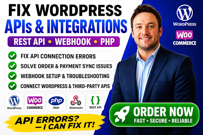 integrate external api with wordpress sites, woocommerce api and fix api issues