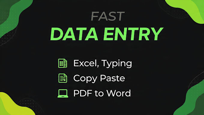 do fast and accurate data entry, excel, typing, PDF to word