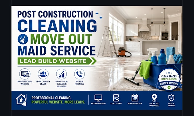 generate post construction cleaning move out maid service lead build website