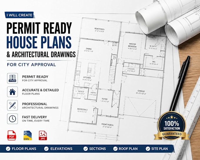 do permit ready house plan and architectural permit drawing for city approval