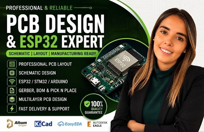 design professional pcb layout esp32 circuit and manufacturing