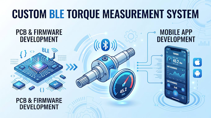 design custom ble torque measurement system pcb firmware mobile app development