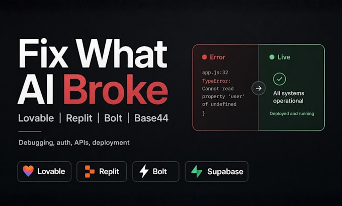 fix, debug and deploy your lovable, replit, base44 or bolt app