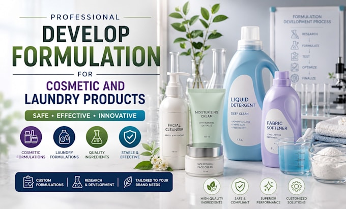 develop formulation for cosmetic and laundry products