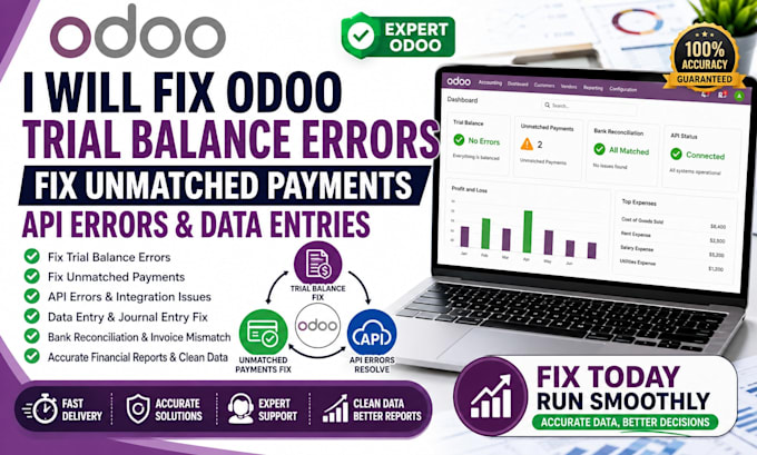 fix odoo trial balance errors fix unmatched payments api errors and data entries