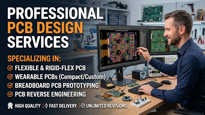 design flexible, rigid flex pcb wearable pcb, breadboard and reverse engineering