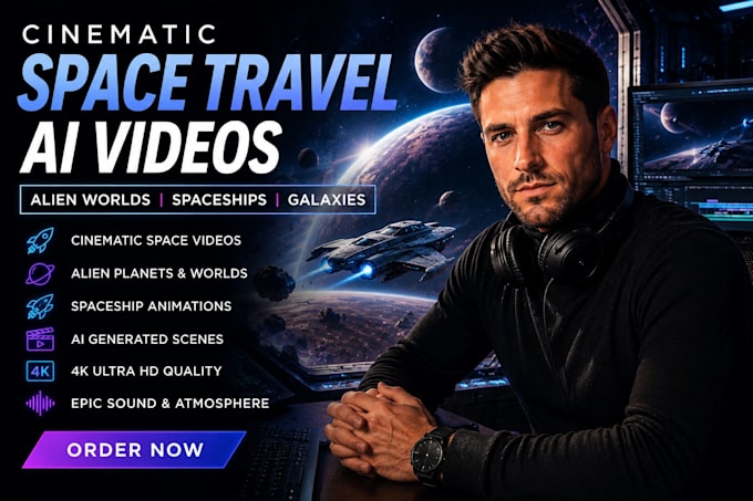 create cinematic space travel videos alien worlds