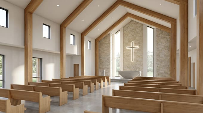 create professional church interior and exterior 3d architectural design