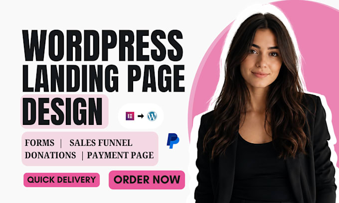design wordpress elementor landing page funnel or donation page with paypal