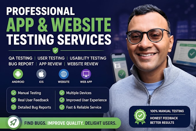 do app testing website testing QA user testing android ios app review ux testing