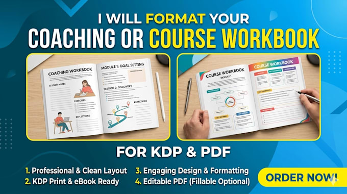 format your coaching workbook or course workbook for KDP and PDF
