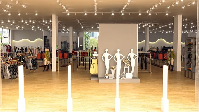 recreate 3d modern retail store,streetwear interior,clothing showroom,cgi render