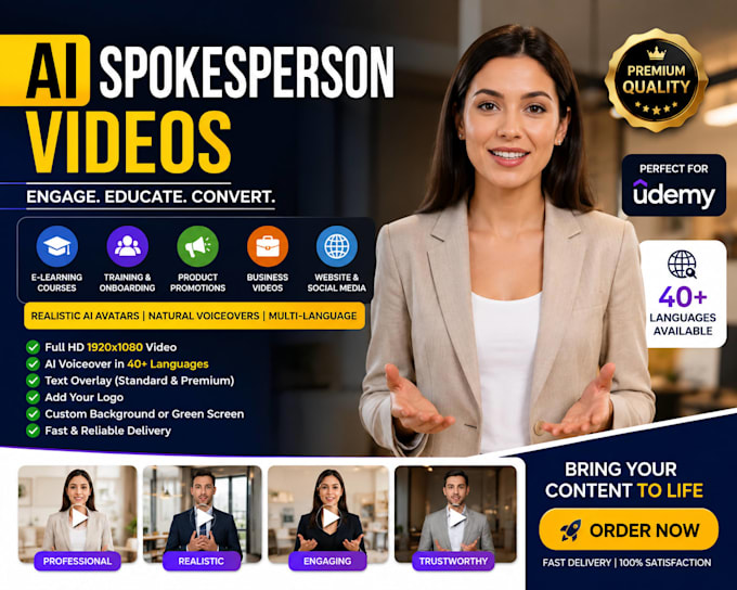 create professional ai spokesperson video in any language