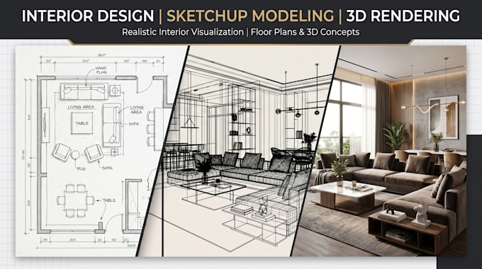 interior design sketchup modelling and 3d renderings