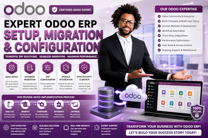 do expert odoo erp setup database migration and configuration