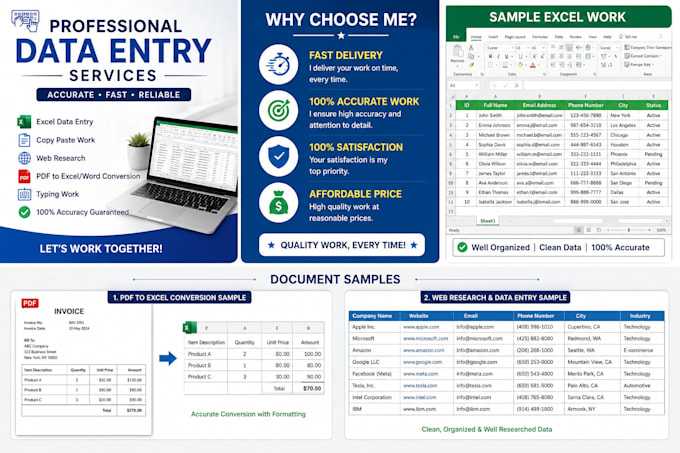 accurate data entry, copy paste tasks