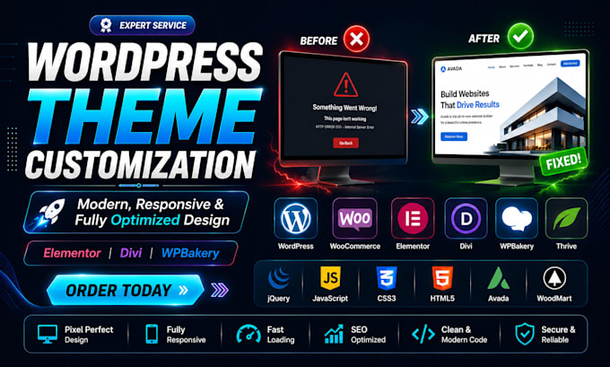 customize wordpress theme fix issues and optimize speed and SEO