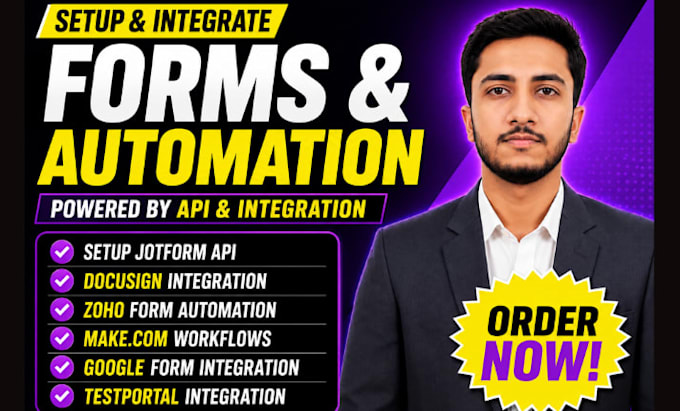 setup jotform api docusign integration zoho form makecom googleform testportal