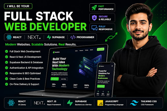be your full stack web developer react next js developer supabase programmer