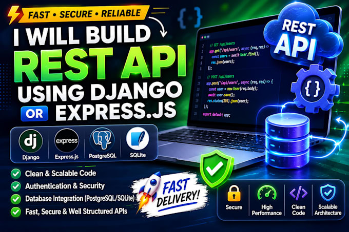 build a secure rest API in django or expressjs with authentication