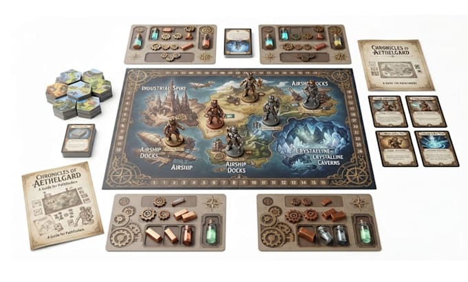 professional board game design card layout box rulebook development tarot card