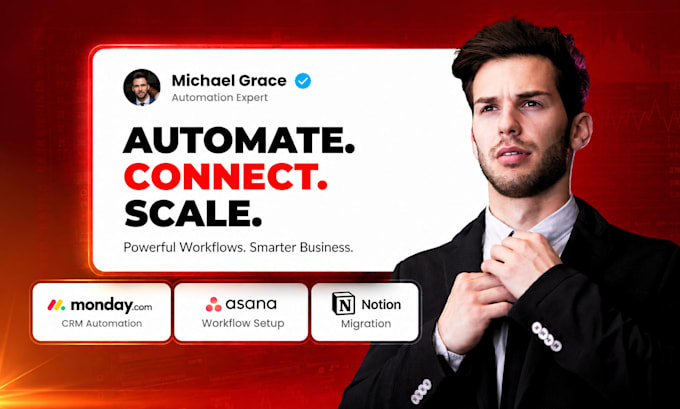setup monday com CRM automation, asana workflow or notion migration