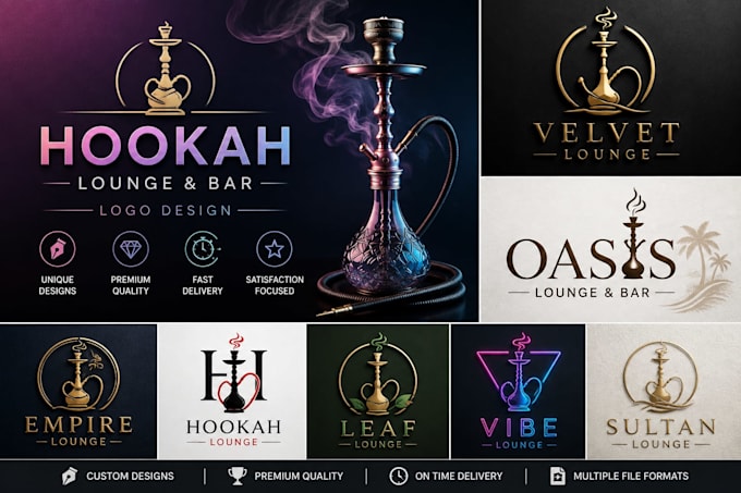 design a modern hookah lounge, bar, or restaurant logo