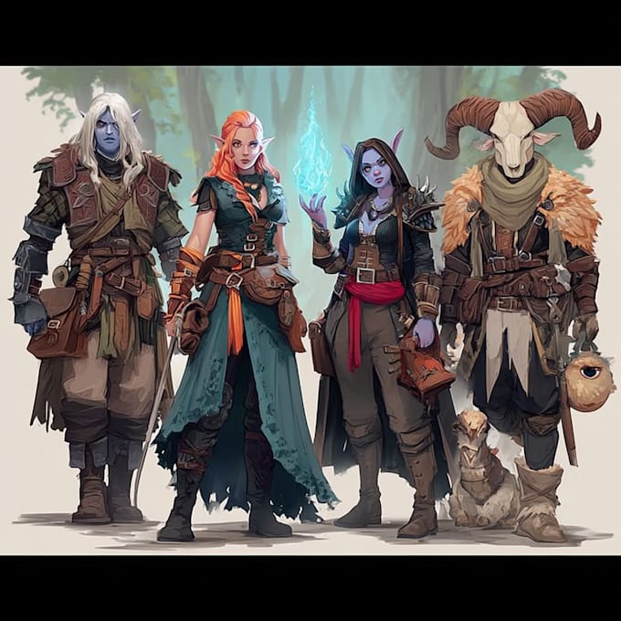 draw a dnd character or dnd party art