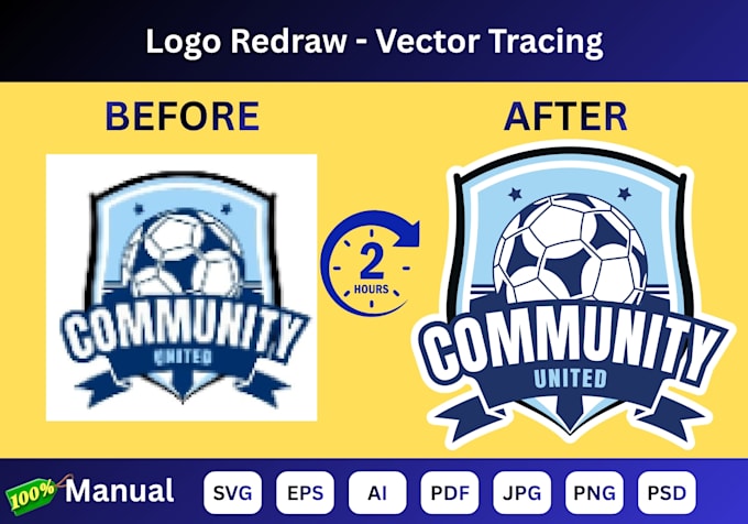 do manual vector tracing and redraw your low quality logo