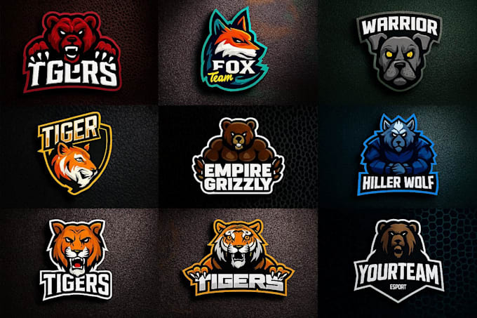 design animal, mascot logo, wolf, tiger, eagle, bear, fox