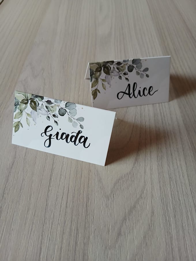 custom hand lettered calligraphy name tags