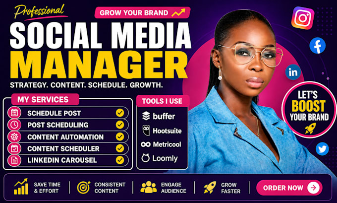 be your social media content scheduler, post scheduling, virtual assistant