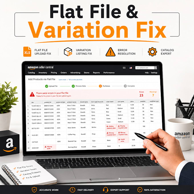 fix amazon flat file and variation listing issues