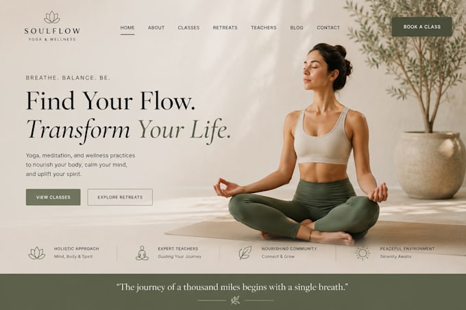designsquarespace yoga studio website meditation center website wellness retreat