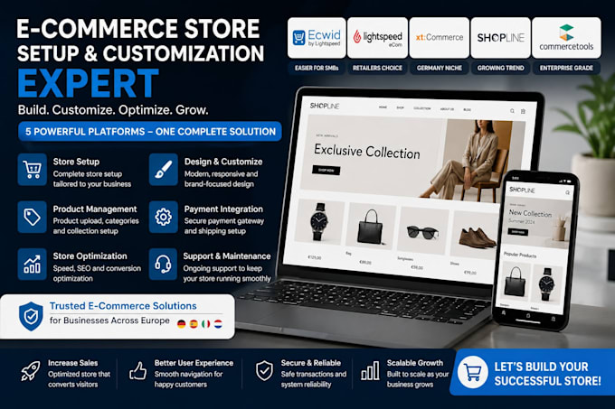 setup ecwid lightspeed ecommerce shopline xt commerce and commercetools