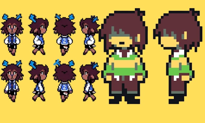 do undertale and deltarune style character and overworld sprites