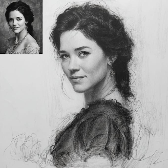 draw pencil or charcoal portrait drawings